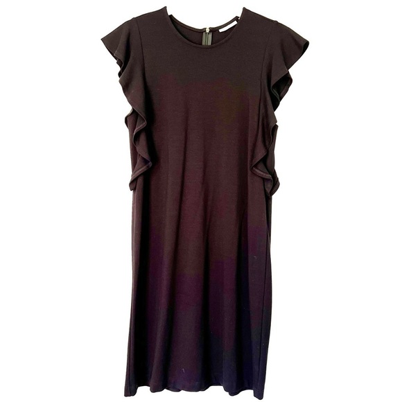 Halogen Black Sleeveless Flutter Sleeve Sheath Dress Medium Career Bridal - Picture 3 of 9